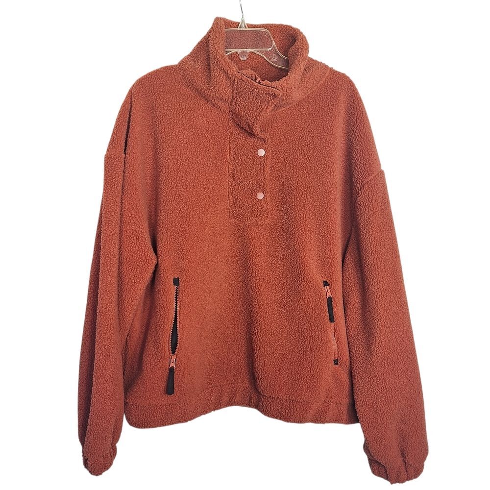 Vital Life Sport Teddy Fleece Jacket Long Sleeve Half Zip Mock Neck 3XL Womens